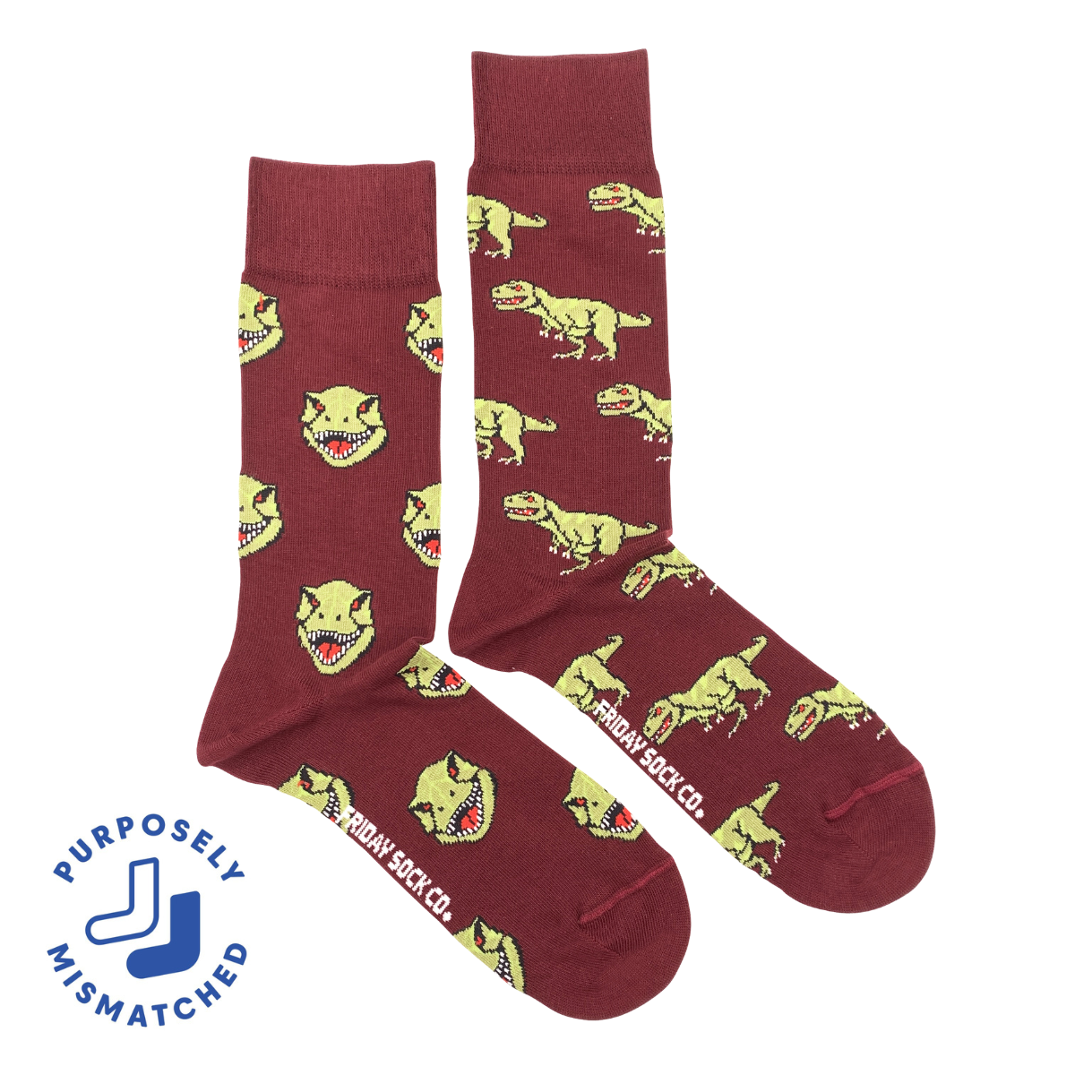 Dino Face & Side Mid-Calf Socks