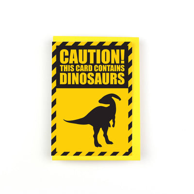 CAUTION! Parasaurolophus Dinosaur Greeting Card
