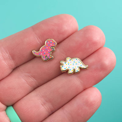 Dino Cookie Style 2 Earrings - 22k Gold | Stainless Posts