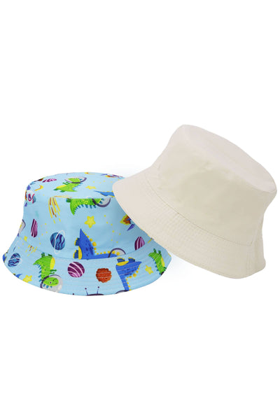 Kids Outer Space Dino Reversible Bucket Hat