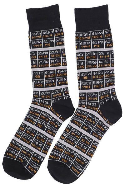 Periodic Table Black Crew Novelty Socks