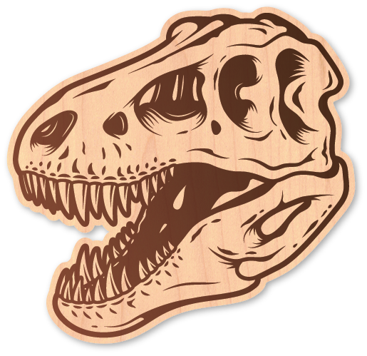 Mini Wood Sticker - Trex Skull