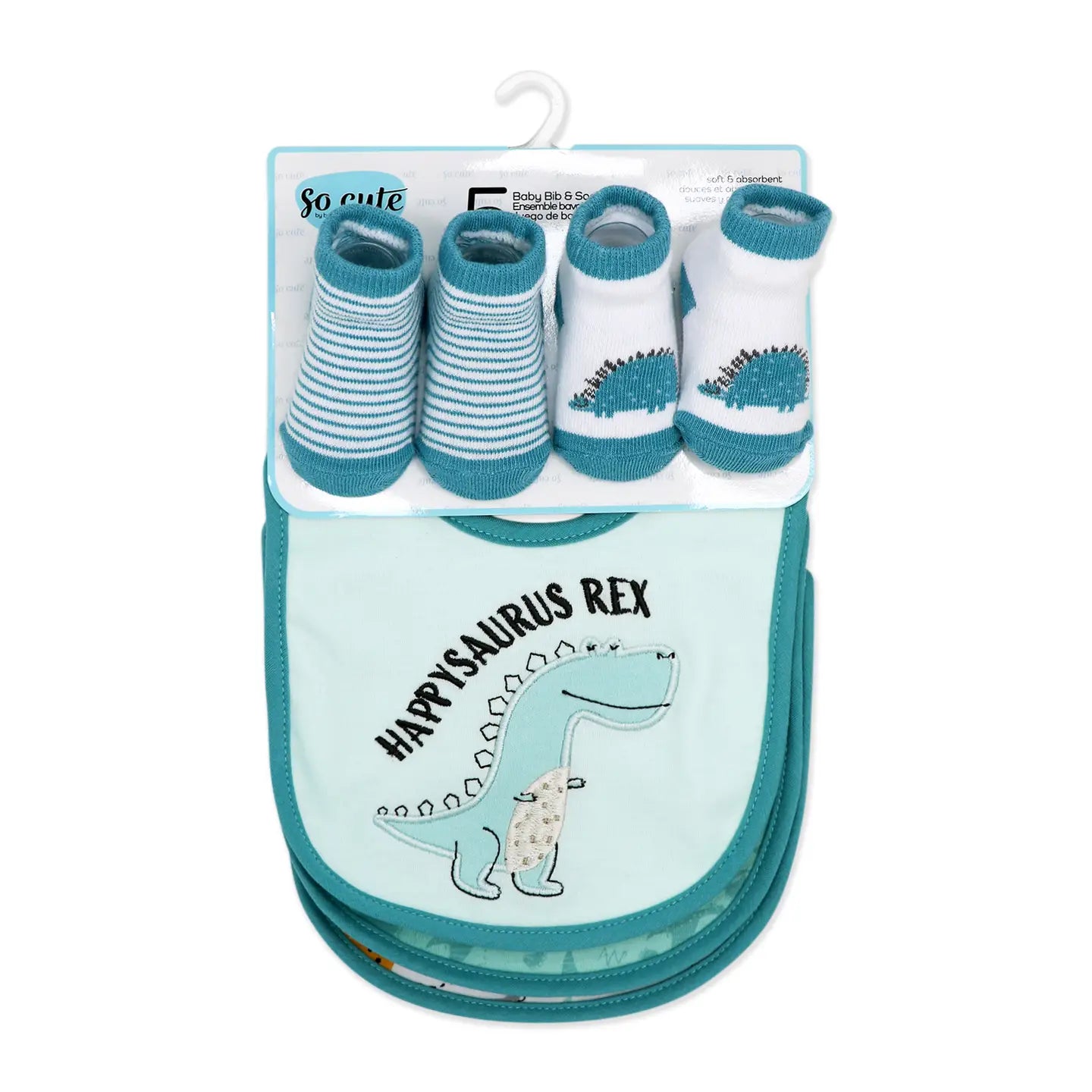 5 Piece Dino Bib and Sock Set