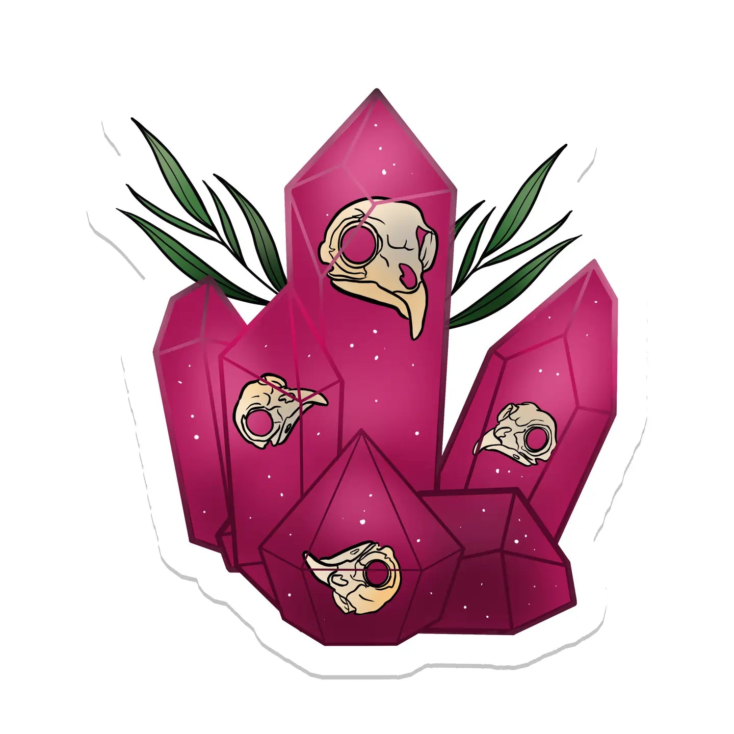 Bird Skull Crystal Sticker