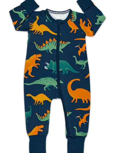 Blue Baby Pajamas with Dinosaurs