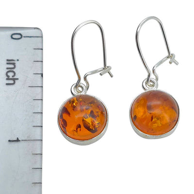 Cognac Amber Sterling Silver Earrings on Hooks