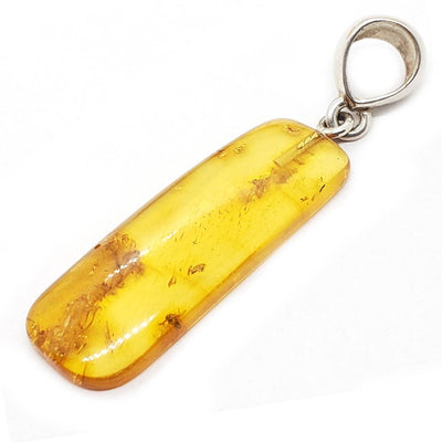 Natural Baltic Amber With Insects Silver Pendant