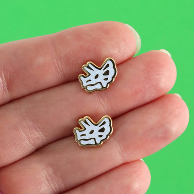 Triceratops Skull Earrings - 22k Gold | Stainless Posts