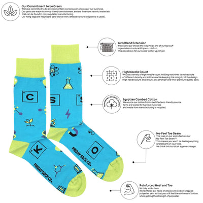 Science Elements Mid-Calf Socks Size 7-12