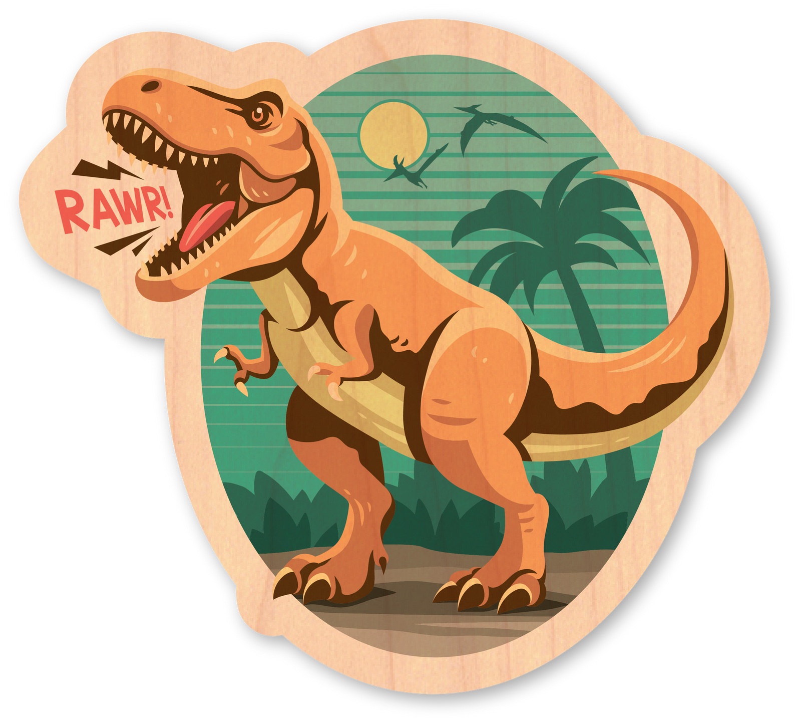Mini Wood Sticker - RAWR T Rex