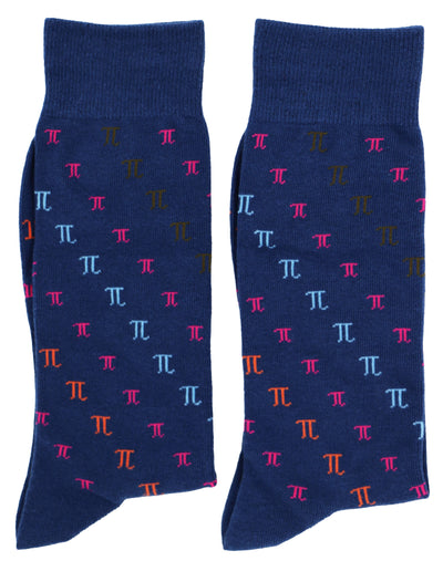 Math PI Symbols Blue Crew Socks