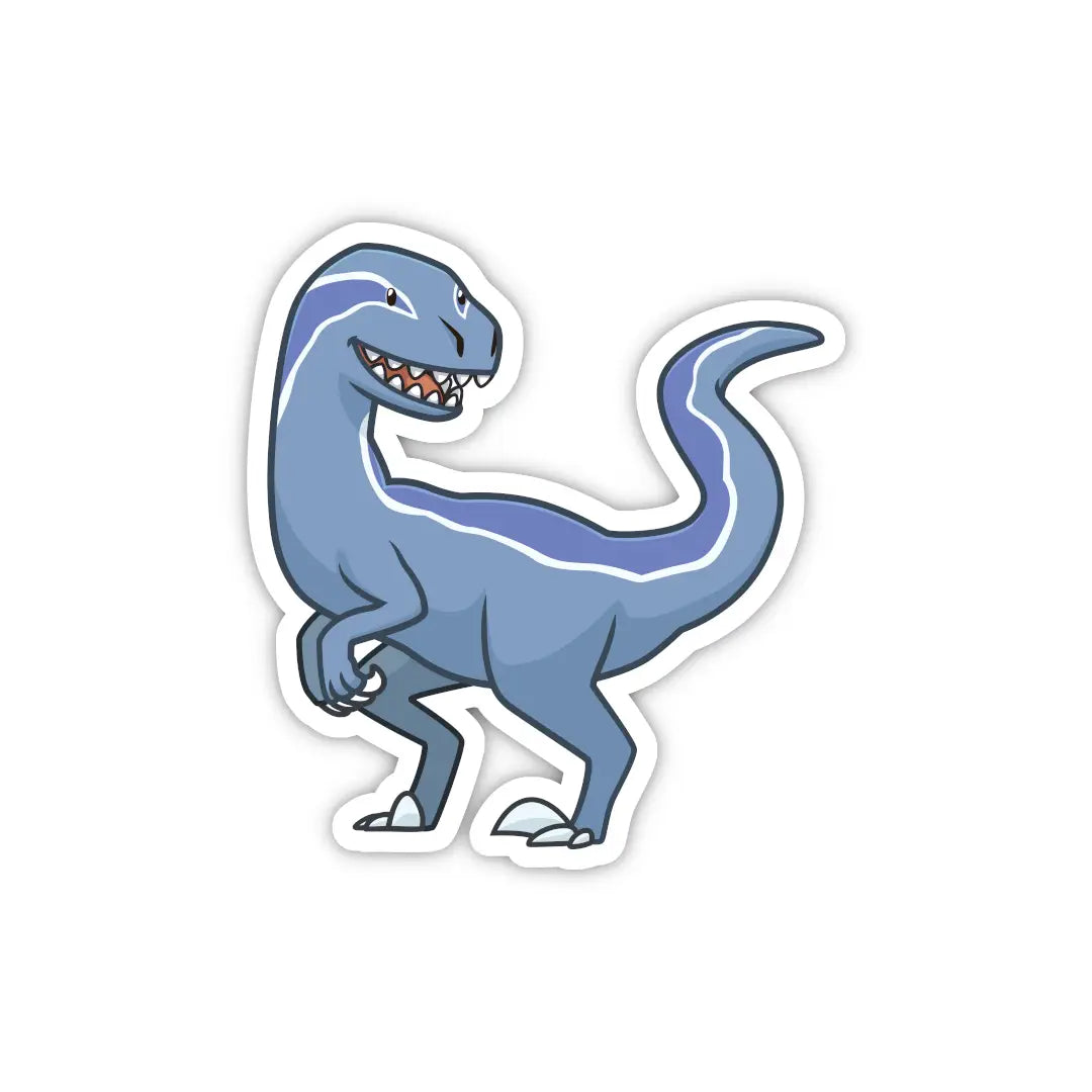 Blue Velociraptor Vinyl Sticker