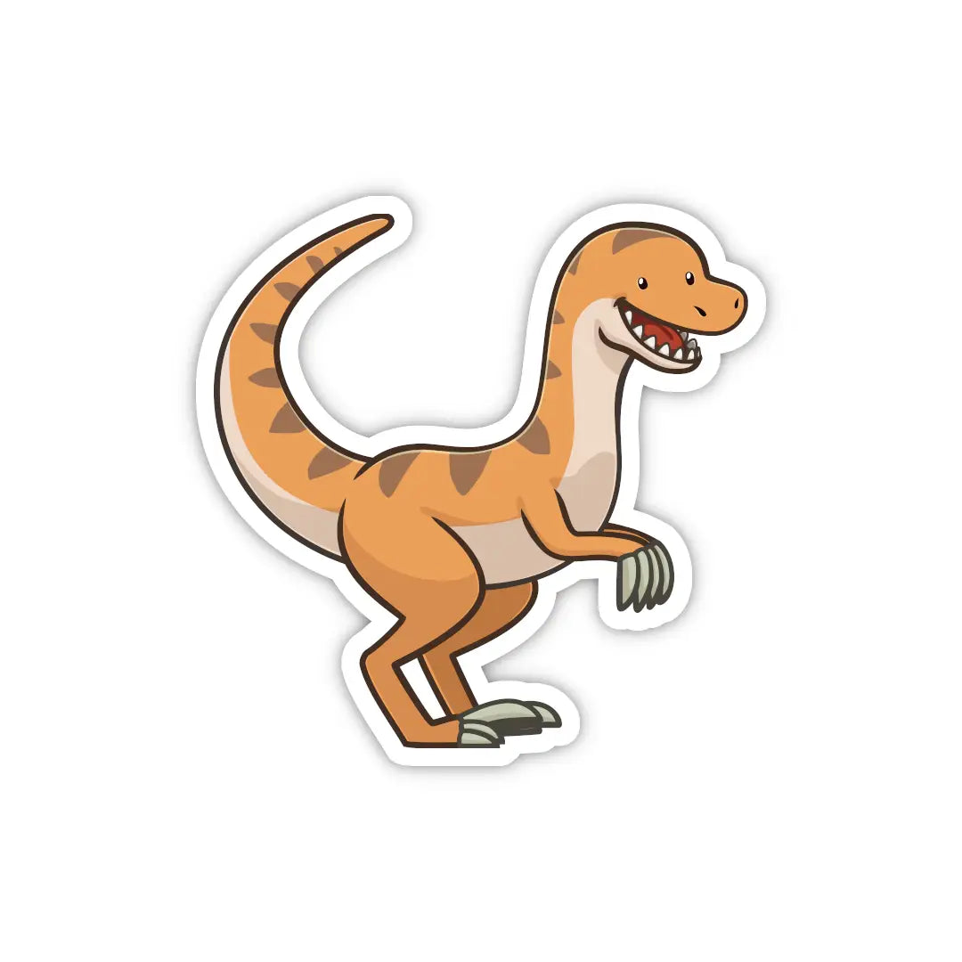 Orange Velociraptor Vinyl Sticker