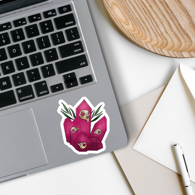 Bird Skull Crystal Sticker