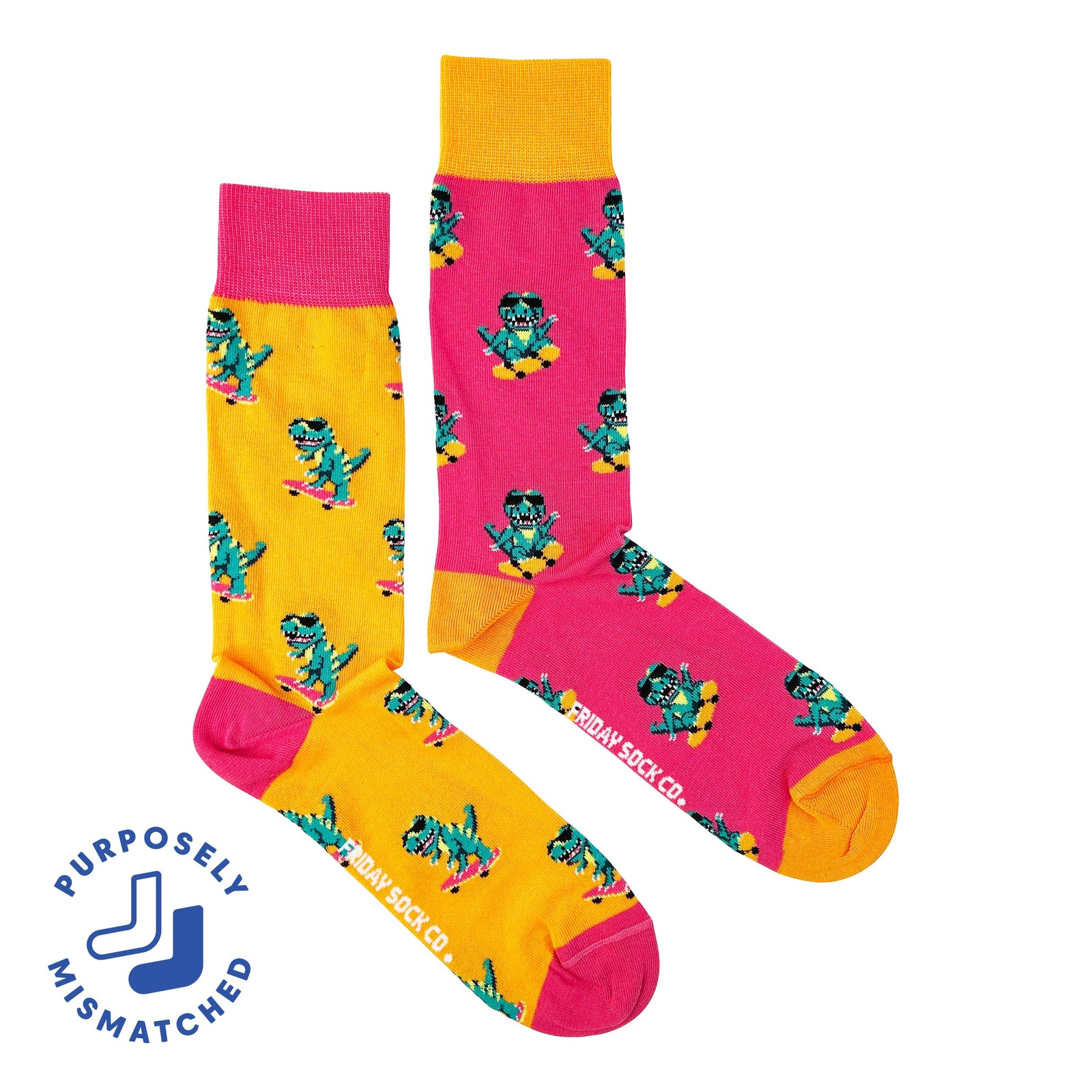 Dinos on Skateboards Mid-Calf Socks Size 7-12