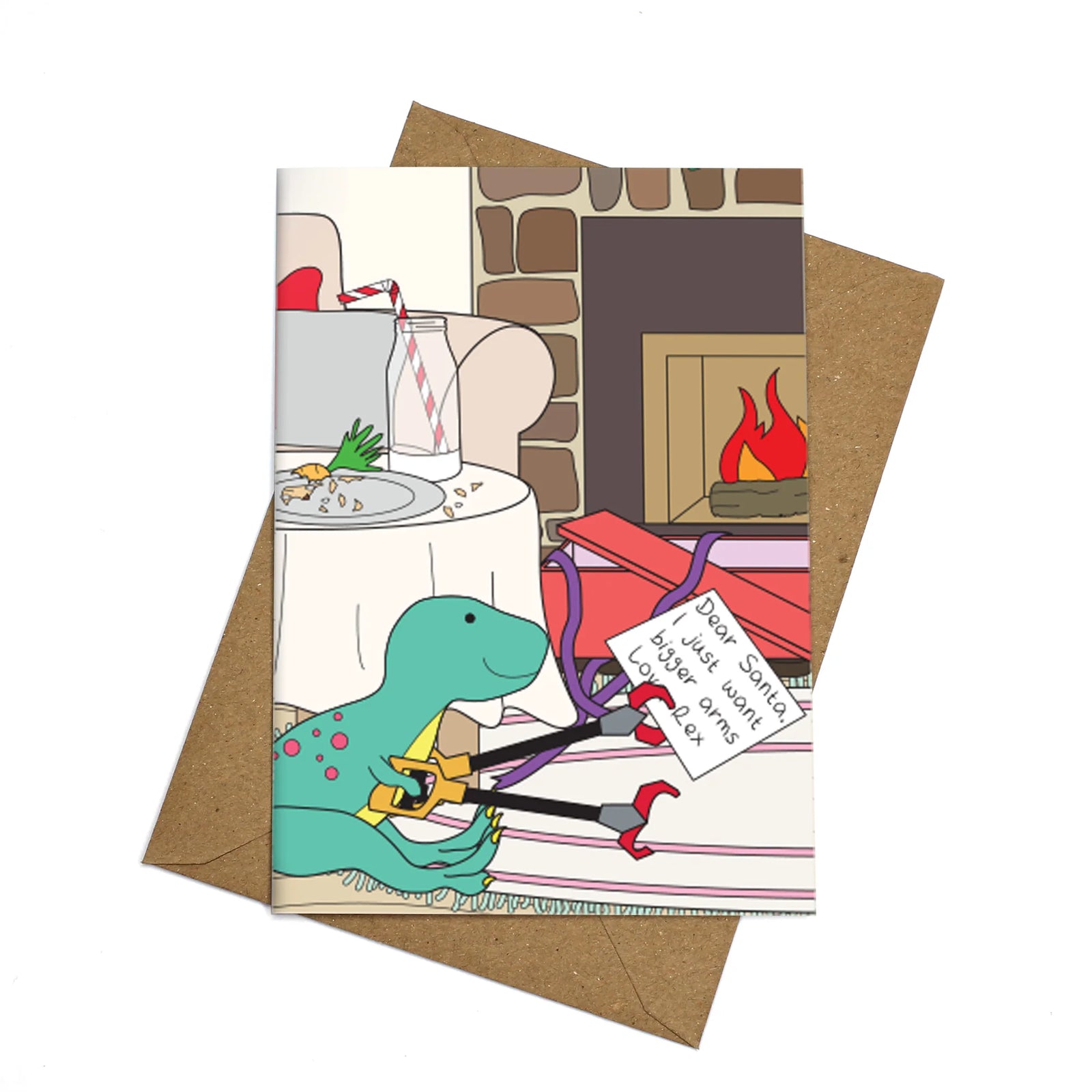 Christmas Morning Dinosaur Greeting Card