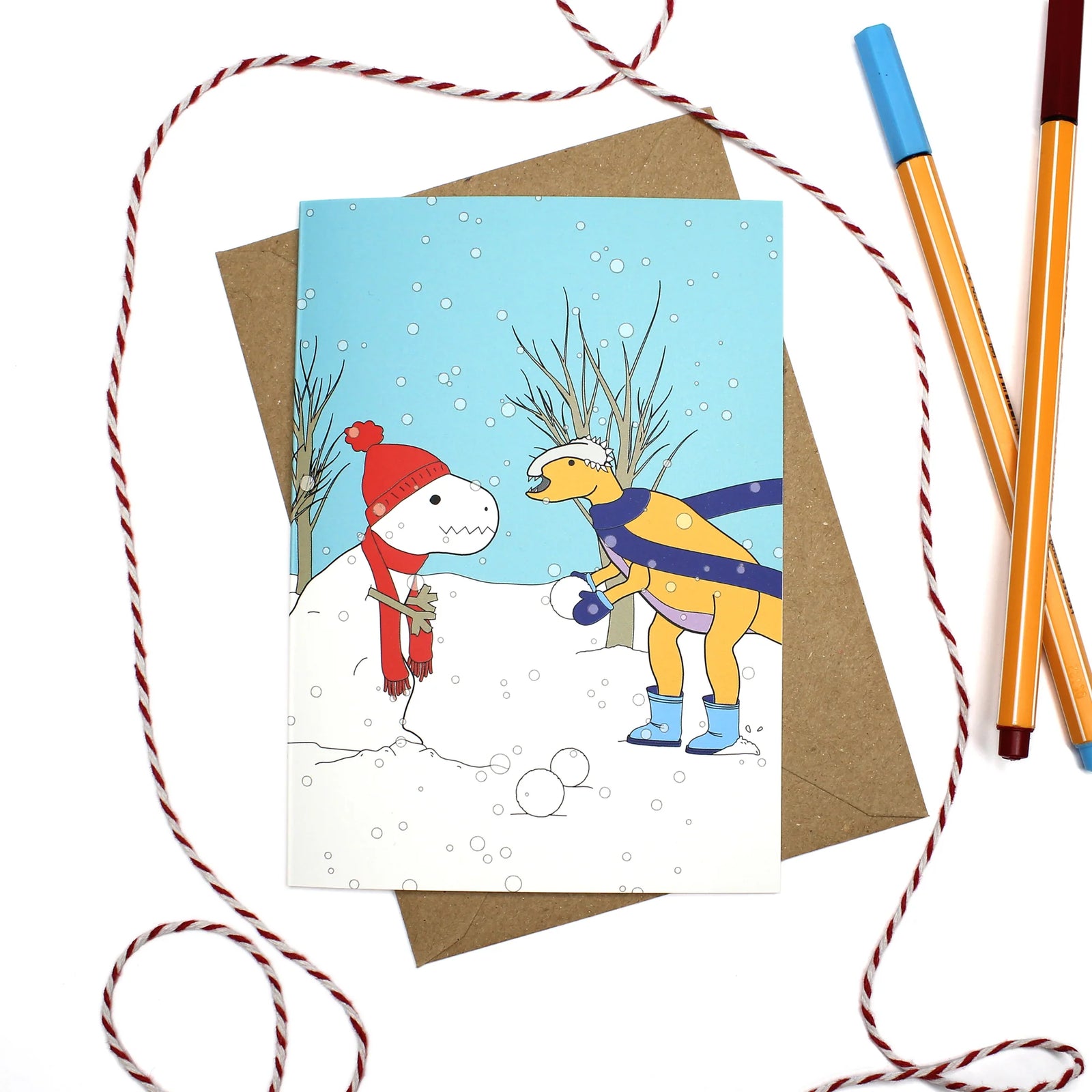 Snow-Rex Dinosaur Christmas Greeting Card