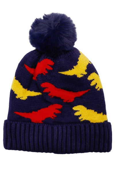 Dinosaur Faux Fur Lined Beanie