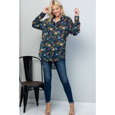 Dino Print High Low Shirt