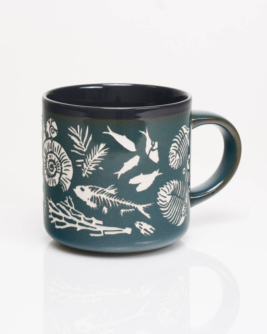 Hand Carved Fossils Ceramic Mug (15 oz)