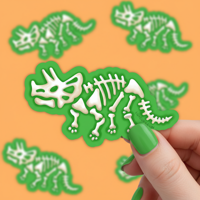 Triceratops Skeleton Sticker - Vinyl | Weather-Proof | Decal