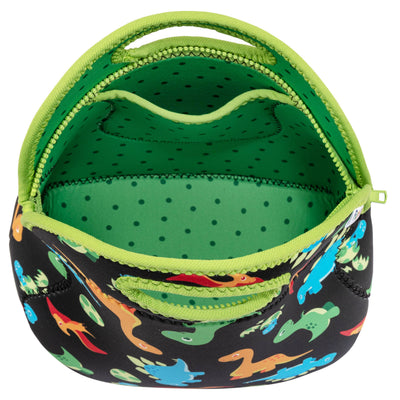 Large, Machine Washable Lunch Bag - Black Dinos