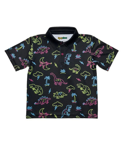 Neon Dino Toddler Golf Polo