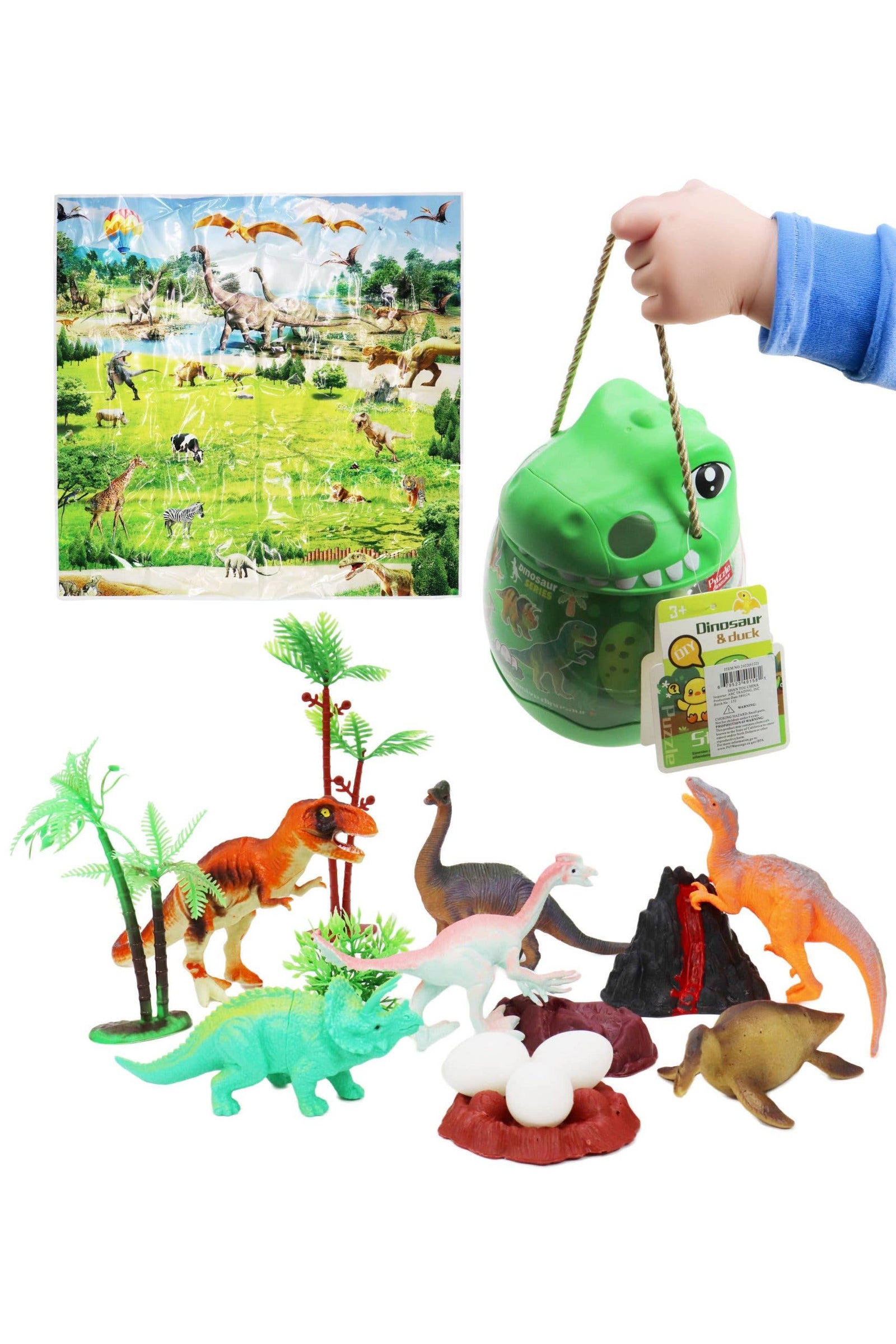 15-piece Dinosaur Figures Play Set Jar - 8 Inch