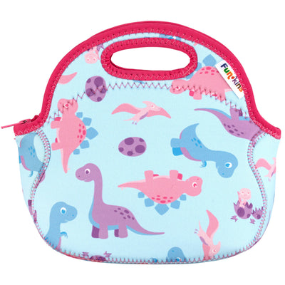 Small, Machine Washable Lunch Bag - Pink Dinos