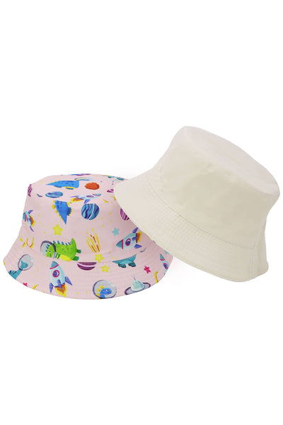 Kids Outer Space Dino Reversible Bucket Hat