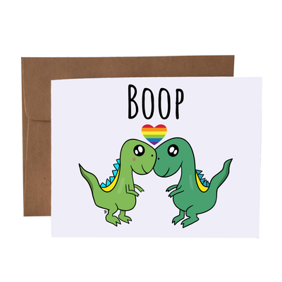 Boop Rainbow Heart | Dino Pun Greeting Card | LGBTQIA Pride