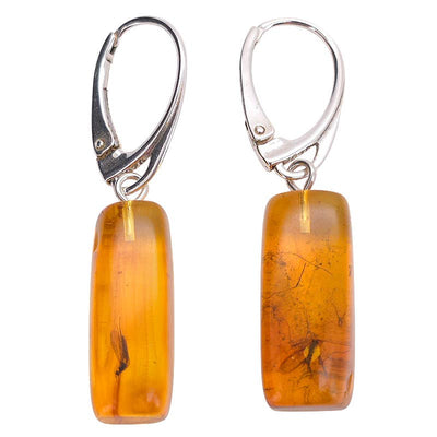 Amber Earrings With Insects