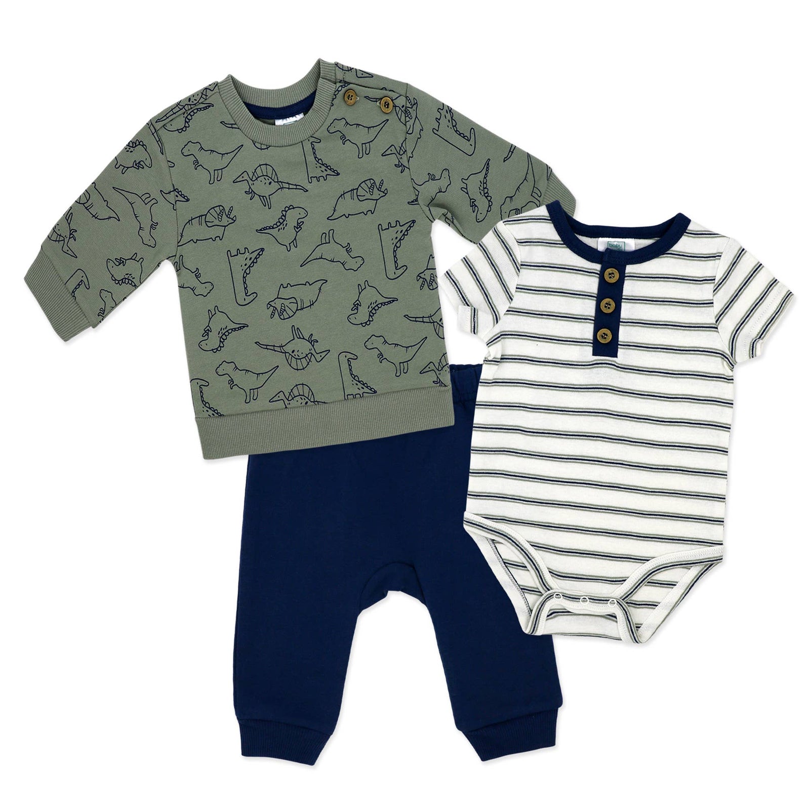 Infant-Toddler 3 Piece French Terry Dino Set