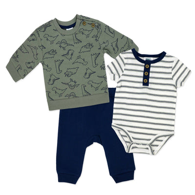 Infant-Toddler 3 Piece French Terry Dino Set