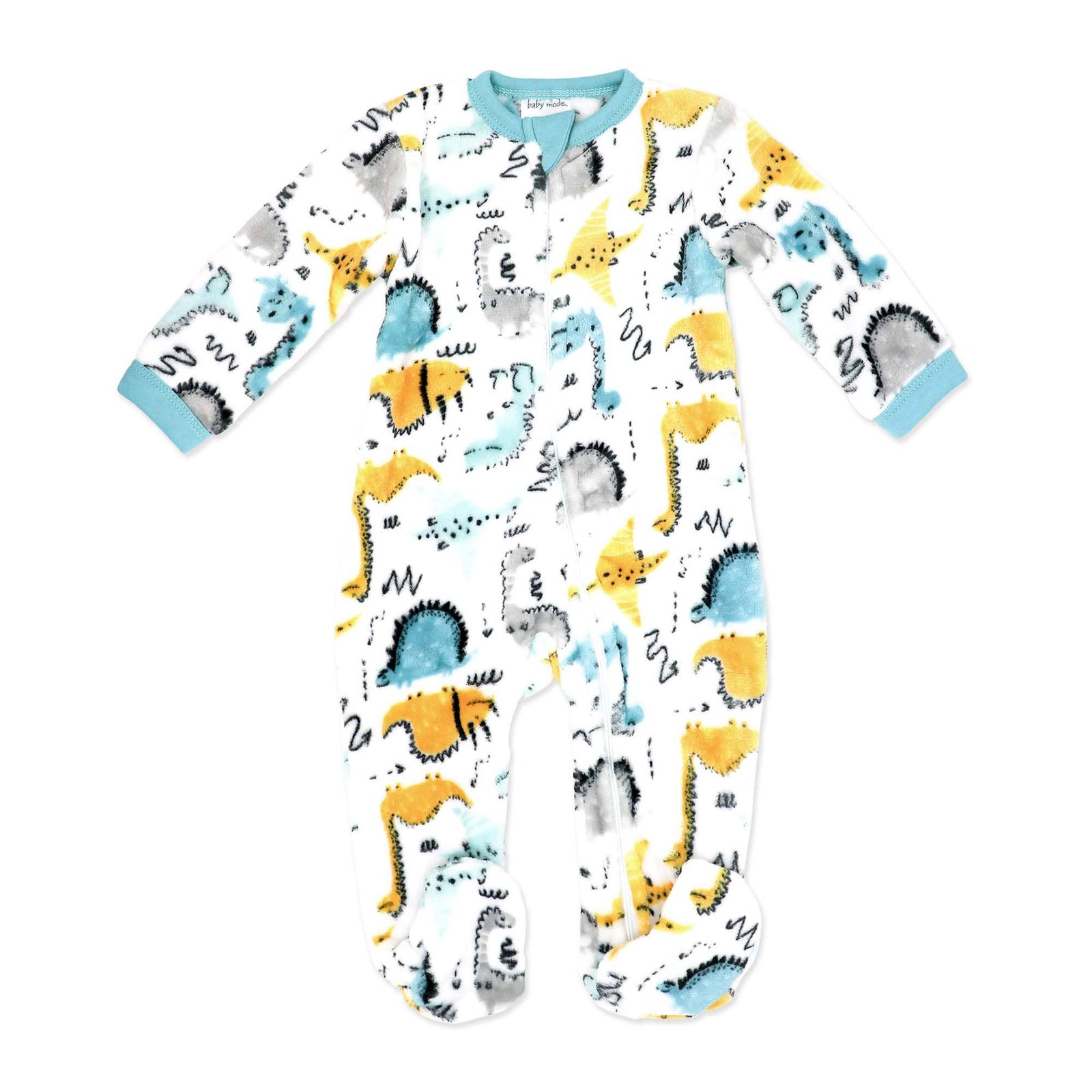 Teal dinosaur printed plush sleeper