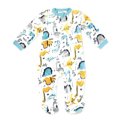 Teal dinosaur printed plush sleeper