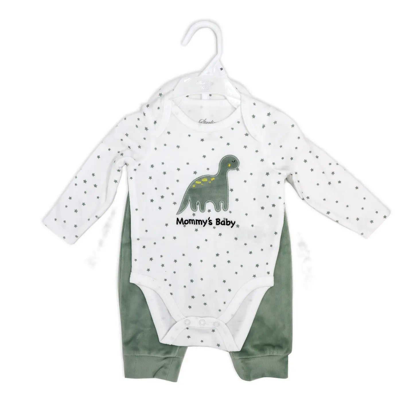 3 piece green dinosaur plush set