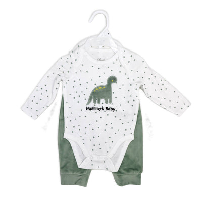 3 piece green dinosaur plush set