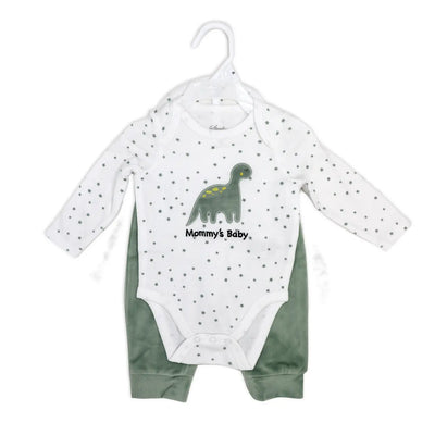 3 piece green dinosaur plush set