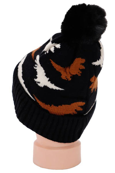 Dinosaur Faux Fur Lined Beanie