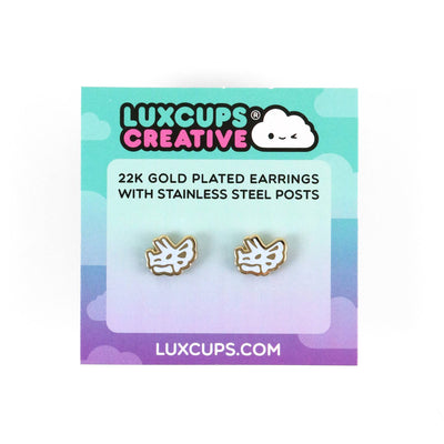 Triceratops Skull Earrings - 22k Gold | Stainless Posts