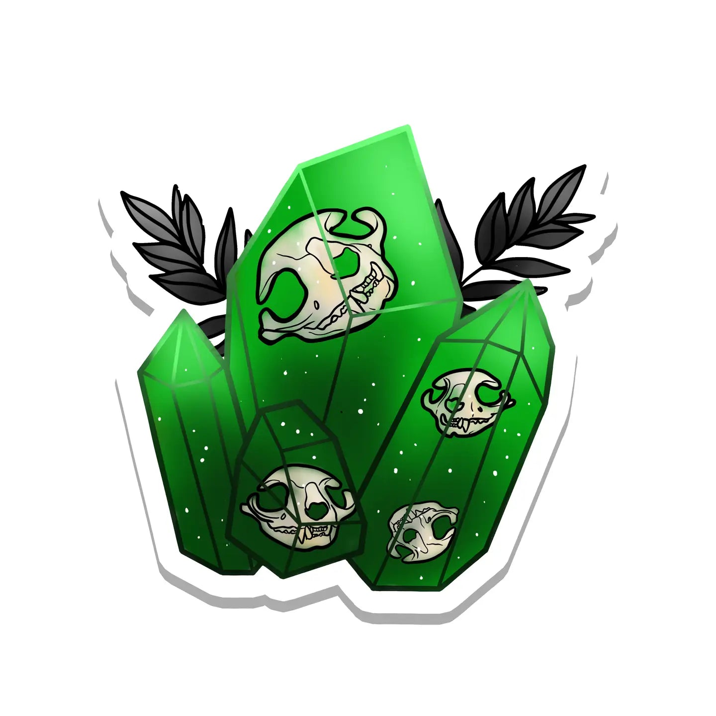 Green Skull Crystal Sticker