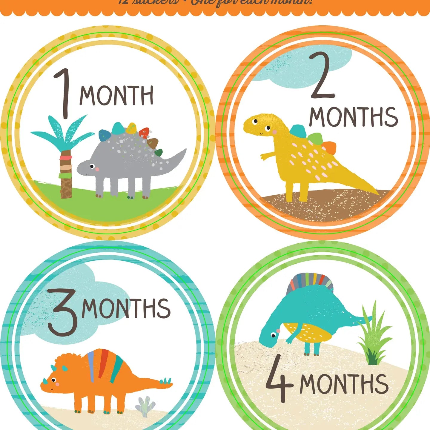 Baby Monthly Milestone Stickers - Dinosaurs