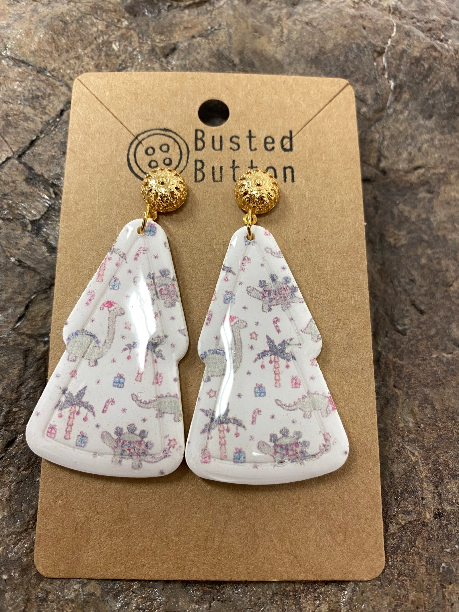 Christmas Dinosaur earrings
