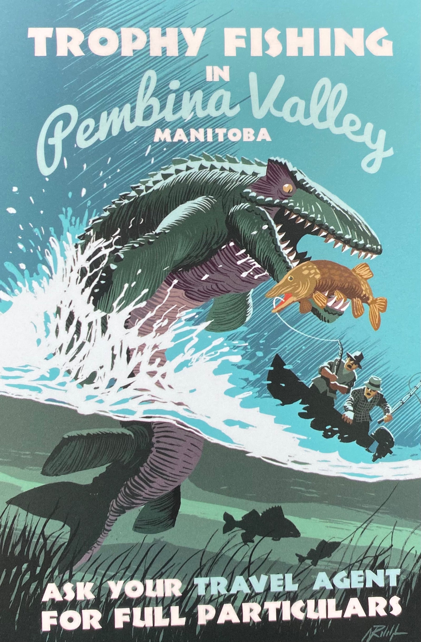 Trophy fishing postcard