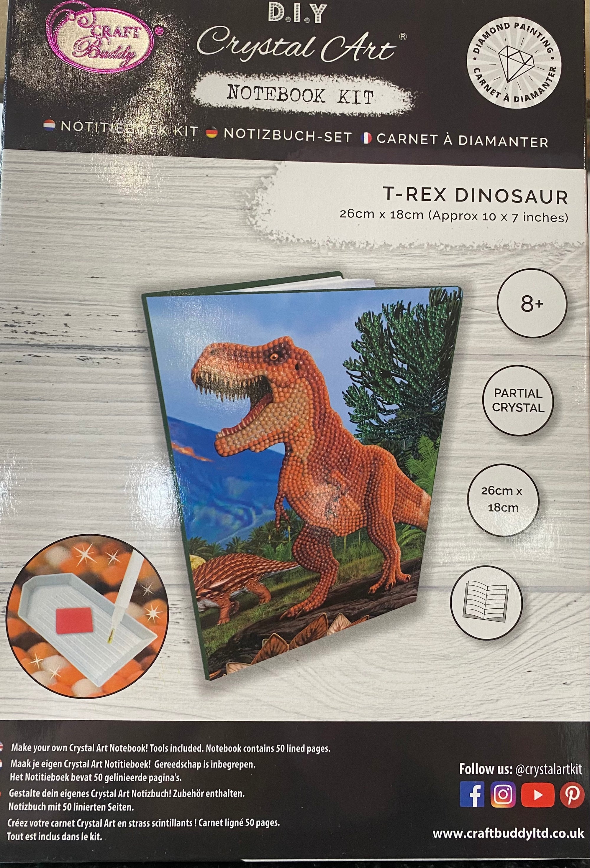 Crystal Art T. rex notebook