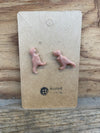 T. rex stud earrings (Sparkly Champagne)