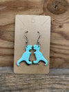 Dangly T. rex earrings (Sparkly blue)
