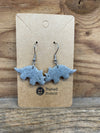 Dangly Triceratops earrings (Grey sparkly)