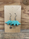 Dangly Triceratops earrings (Green-blue)